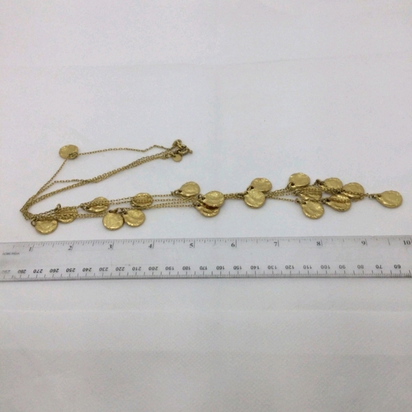 Madewell Goldtone Textured Coin Dual Strand Necklace 29" - Picture 4 of 5